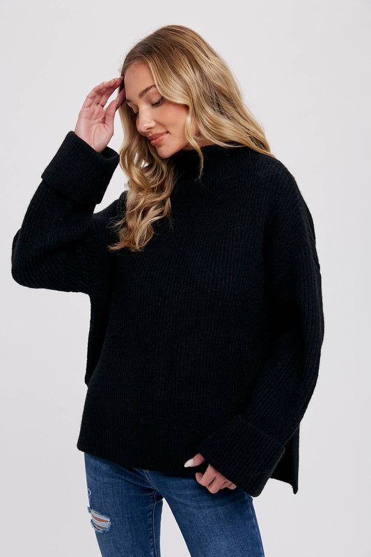 FUNNEL NECK OVERSIZED PULLOVER