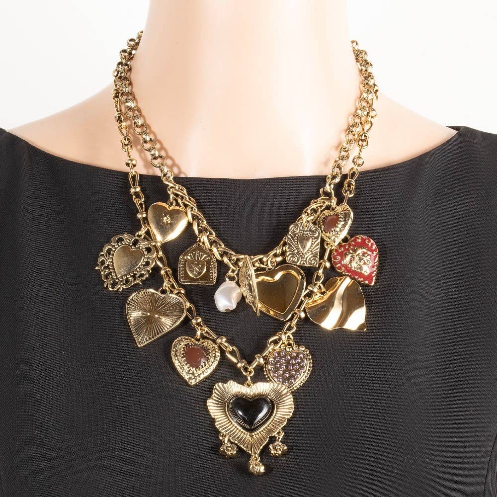 Pearl & Heart Statement Necklace