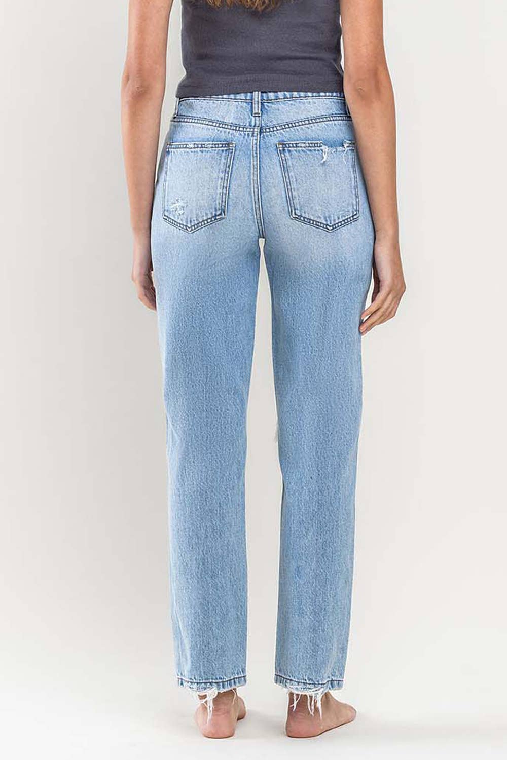 KAYLIE HIGH RISE DISTRESSED STRAIGHT JEAN