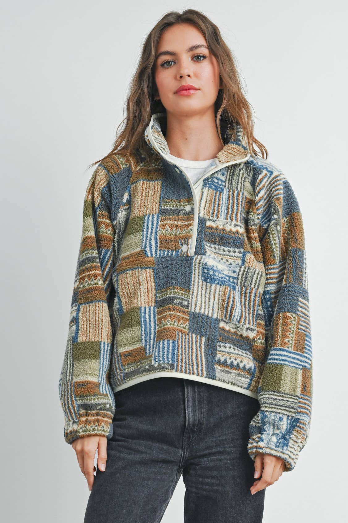 Patchwork Print Sweater