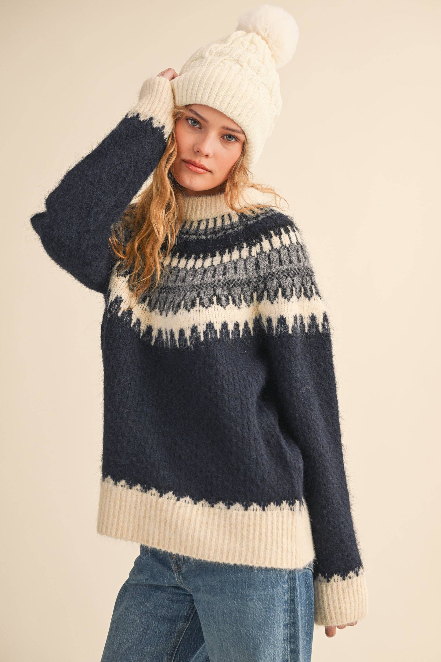 NAVY NORDIC SWEATER