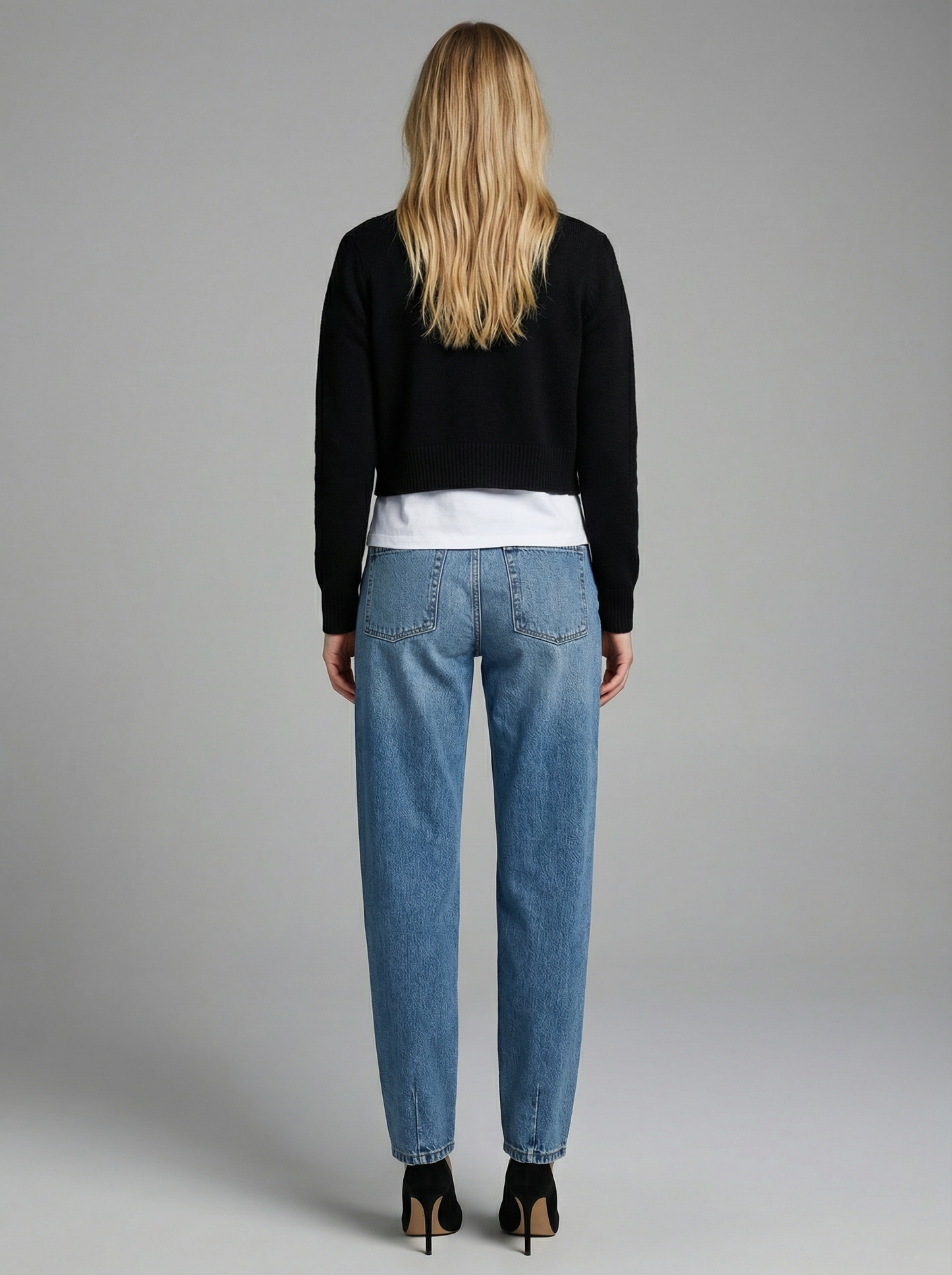 TAPERED MID RISE WIDE BAGGY JEANS