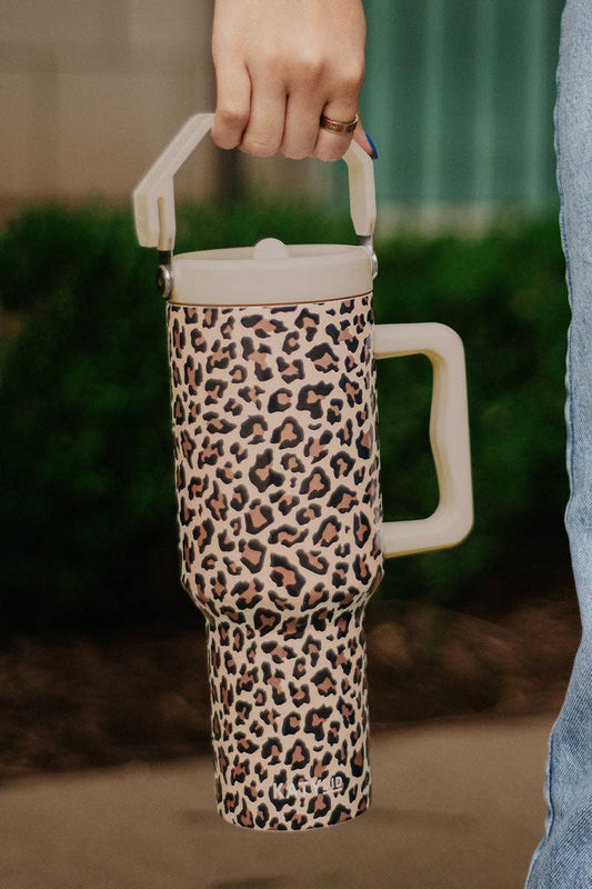 Brown Leopard Metal Tumbler