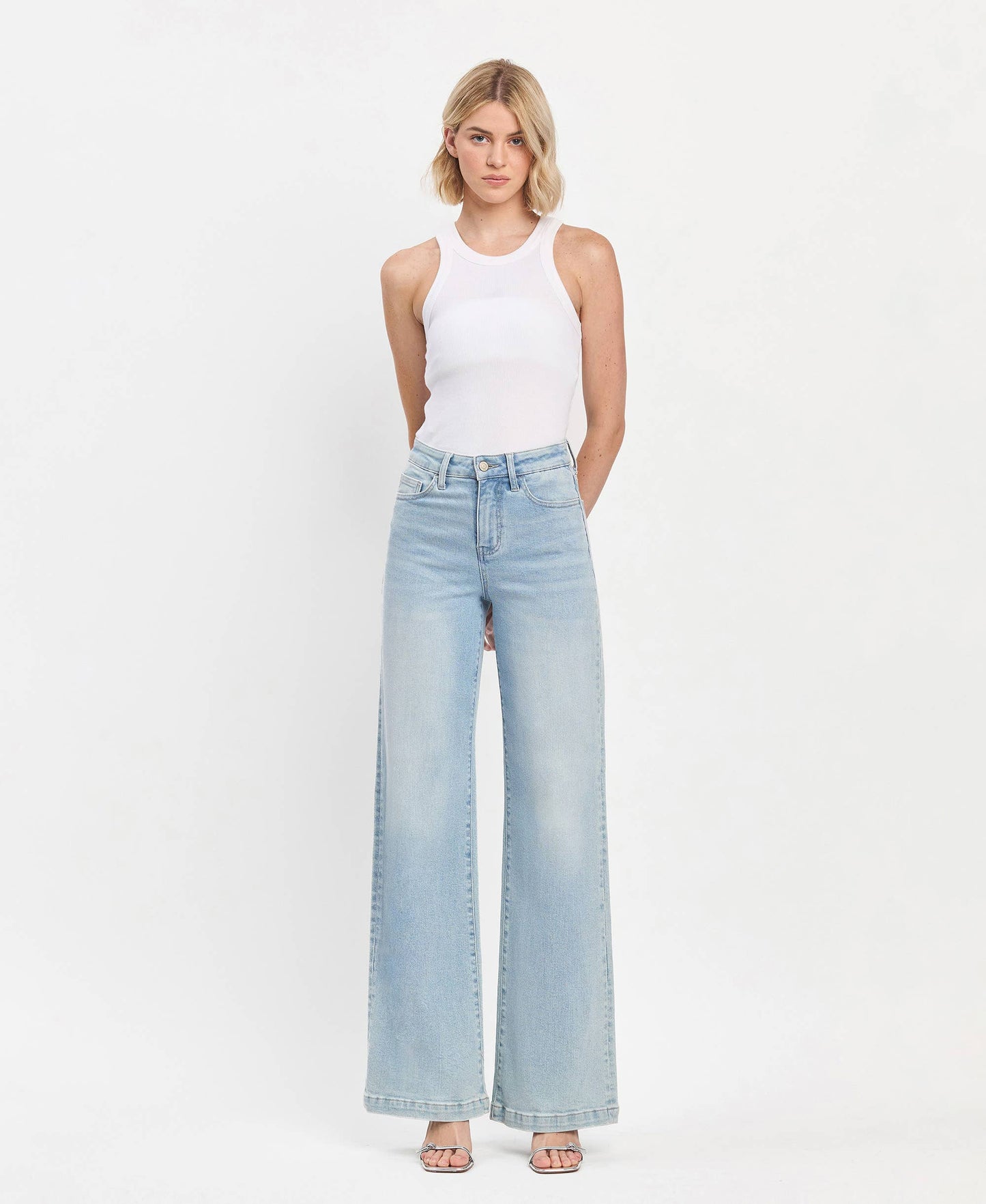 Kacey High Rise Full Length Wide Leg Jeans