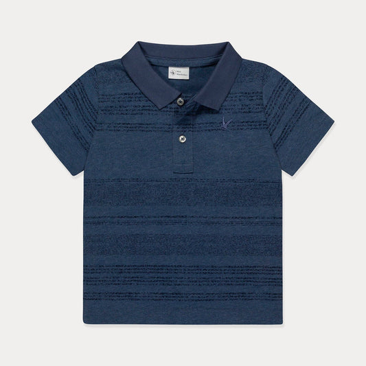 Boys Polo Shirt:Dark Blue Stripes