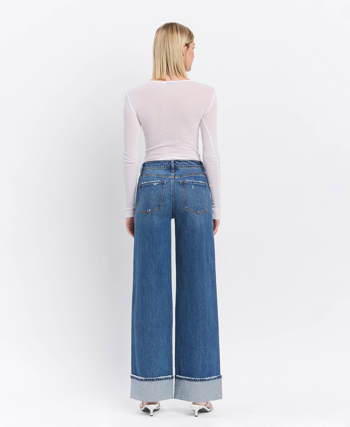IVA HR CUFFED PANEL WIDE LEG JEANS