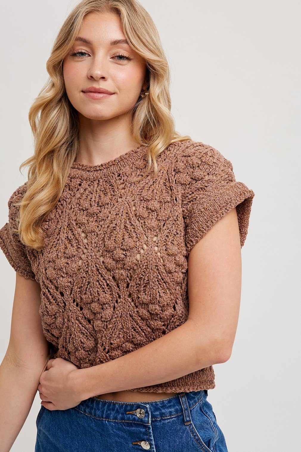 CARRIE KNIT SHORT SLEEVE SWEATER