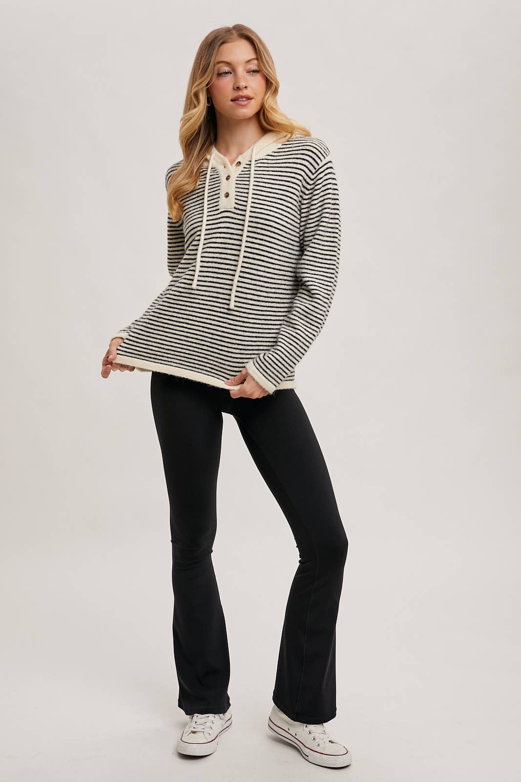 HENLEY BLACK AND WHITE STRIPED HOODIE