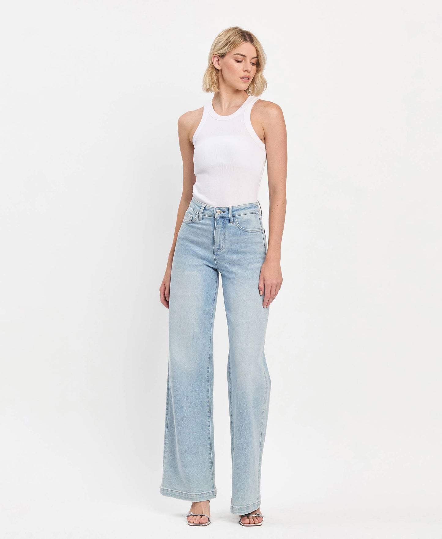 Kacey High Rise Full Length Wide Leg Jeans