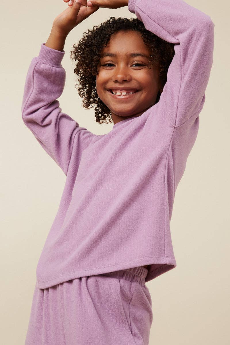 Girls Soft Rib Seam Long Sleeve Top