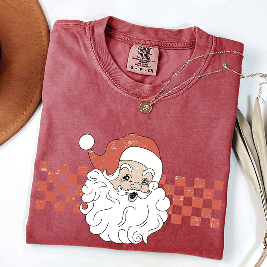 Retro Checkered Santa Unisex Tee