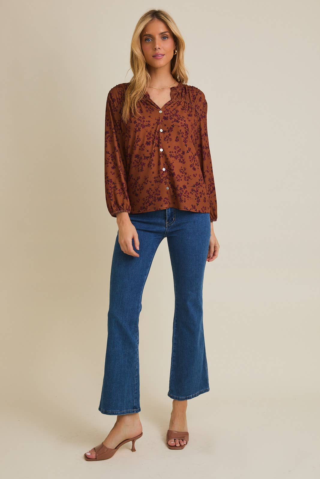 STEPH LONG SLEEVE DISTY BLOUSE