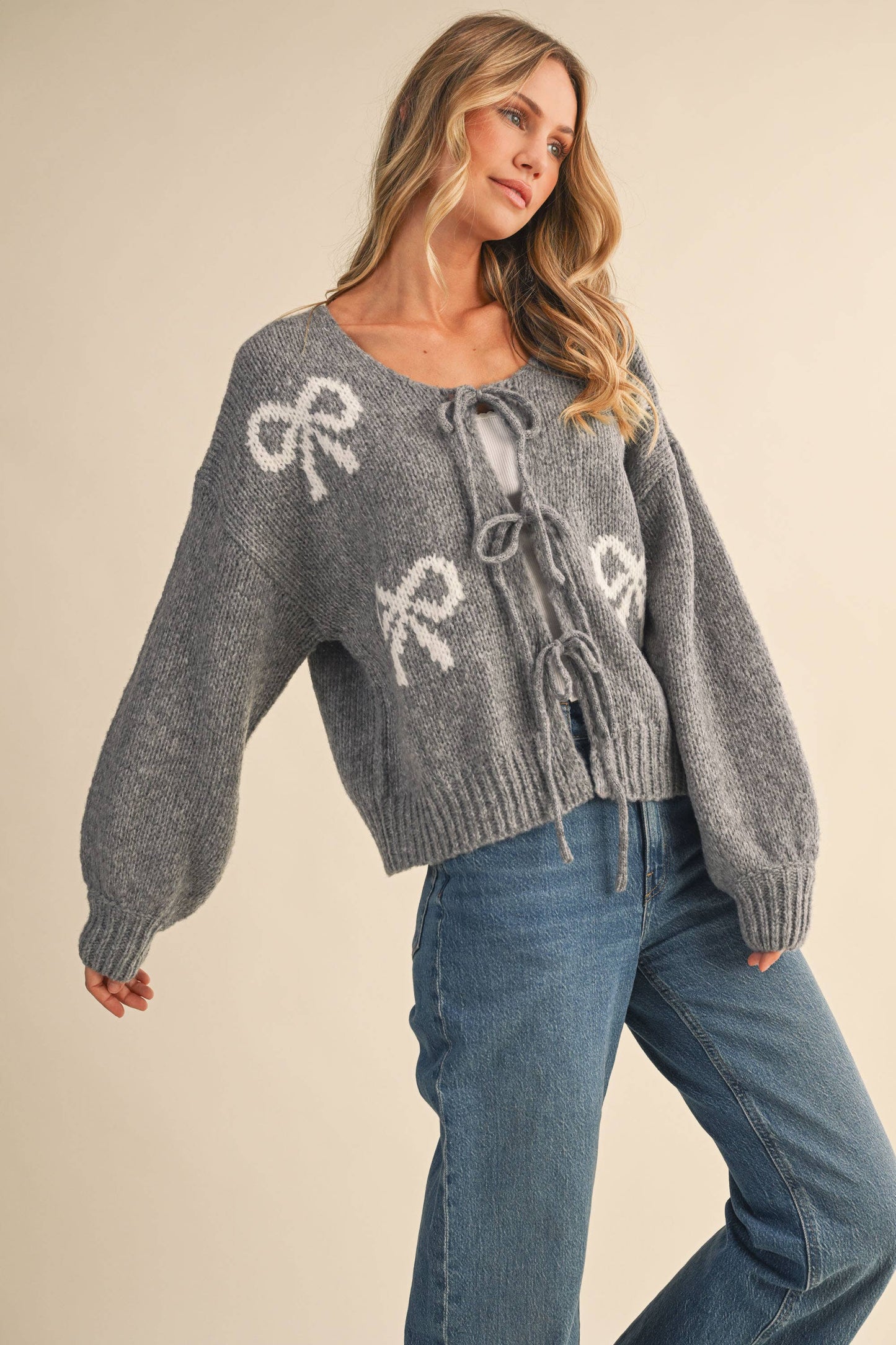 ARI BOW FRONT TIE SWEATER