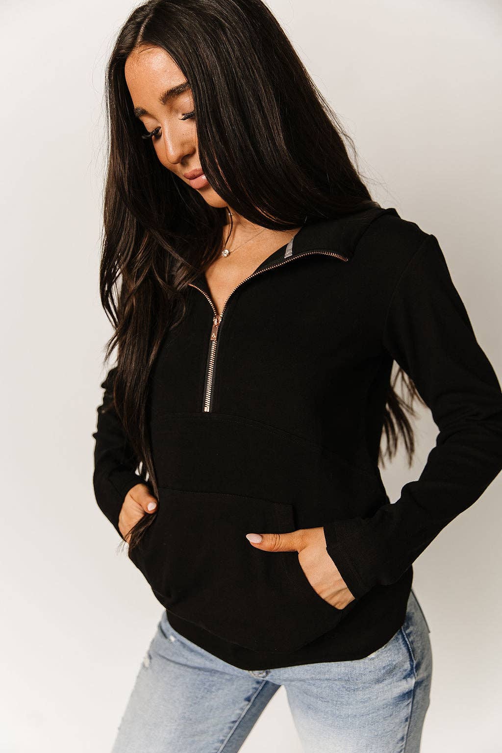 BLACK HALFZIP SWEATSHIRT