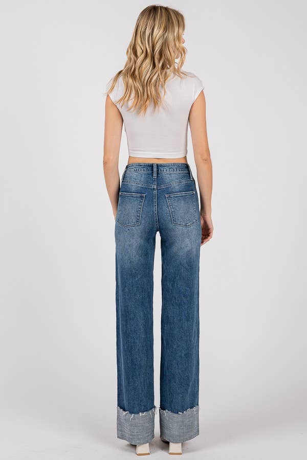 RINNA HR STRAIGHT CUFFED HEM JEANS