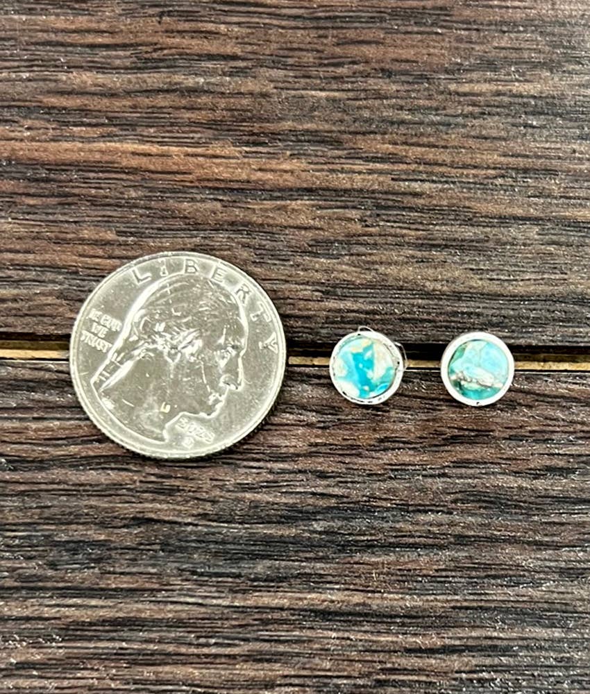 Flat Gemstone Stud Earrings