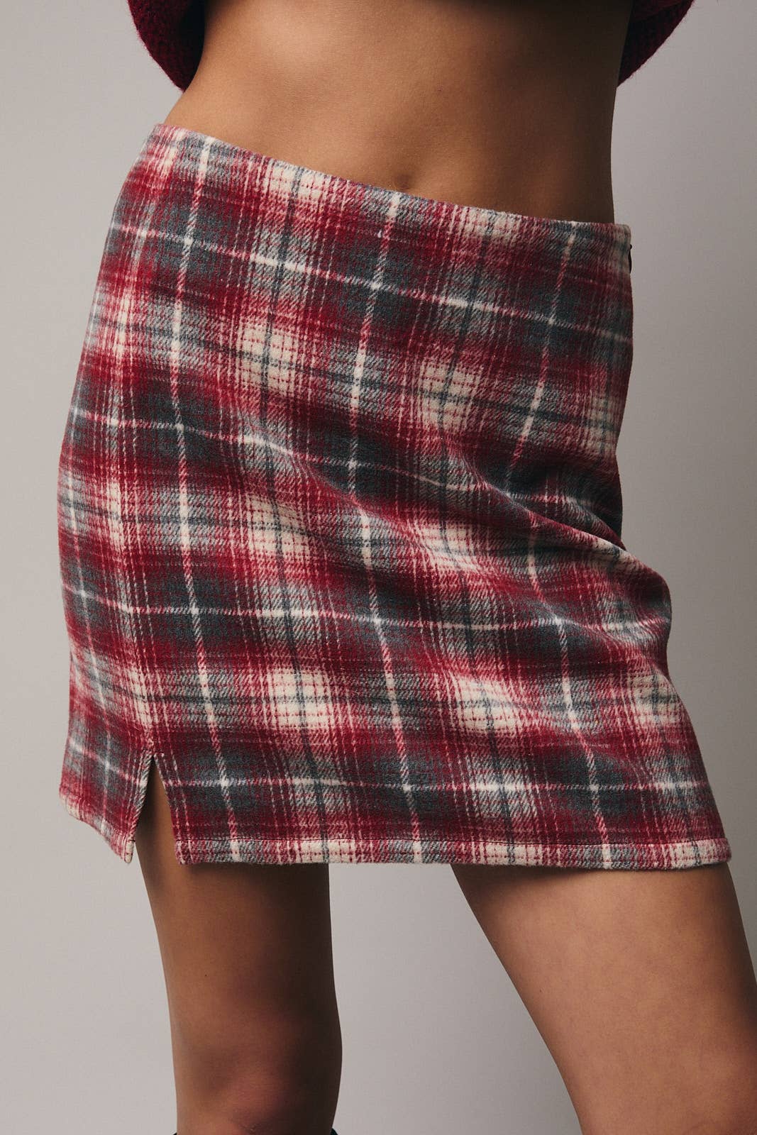 RACHEL  PLAID SLIT MINI SKIRT