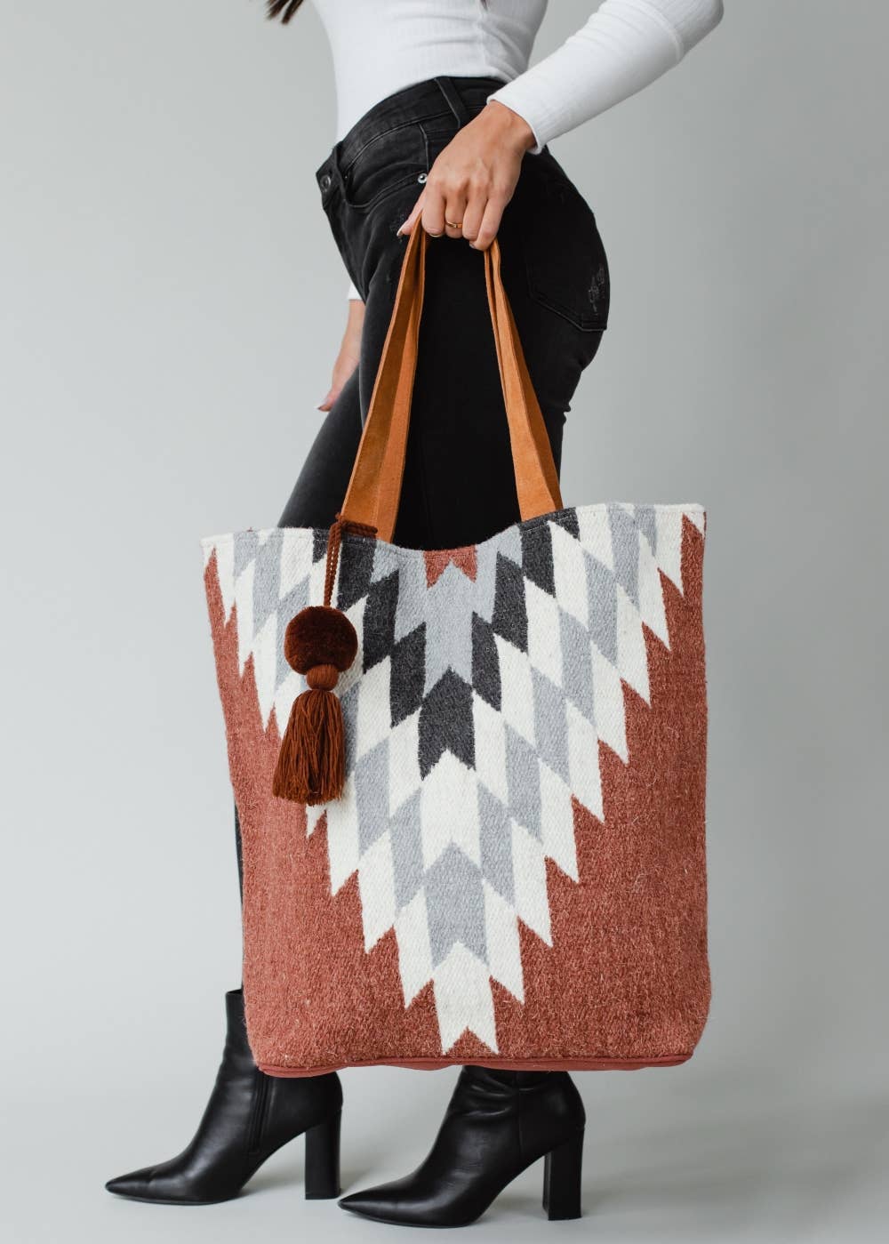 Rust, Cream & Gray Aztec Tote