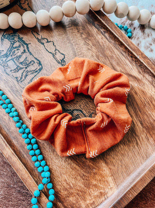 Western Boho Print Rust Handmade Scrunchie