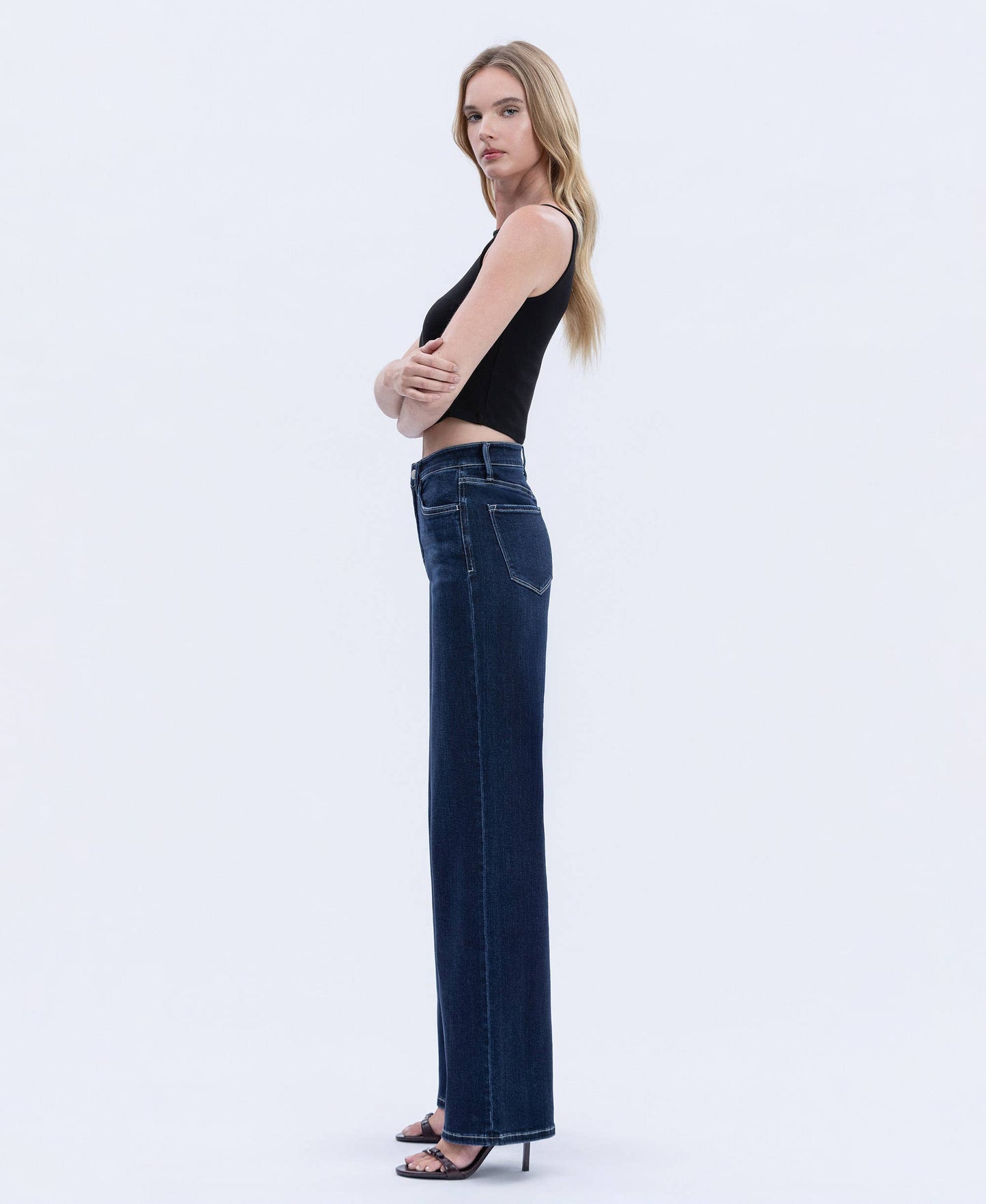 HR DARK WASH FULL LENGTH WIDE JEANS  HARMONIOUS