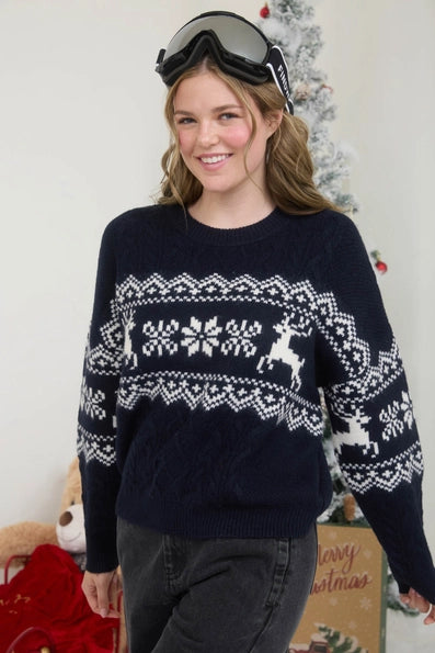 REINDEER NAVY SWEATER