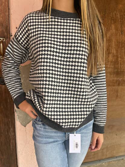 MINI CHECK CREW SWEATER