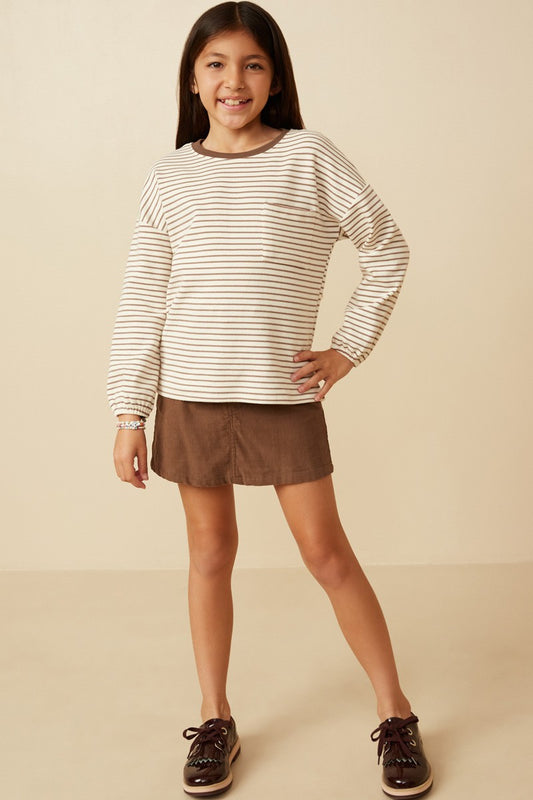 Girls Soft Stripe Contrast Sweater