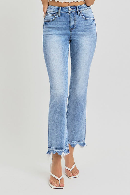 HIGH RISE CROP STRAIGHT SLIM JEANS