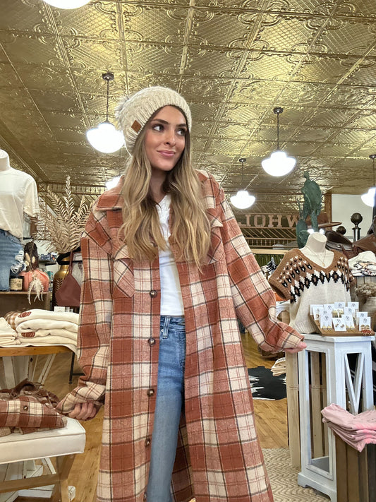 LONG RUST FLANNEL JACKET