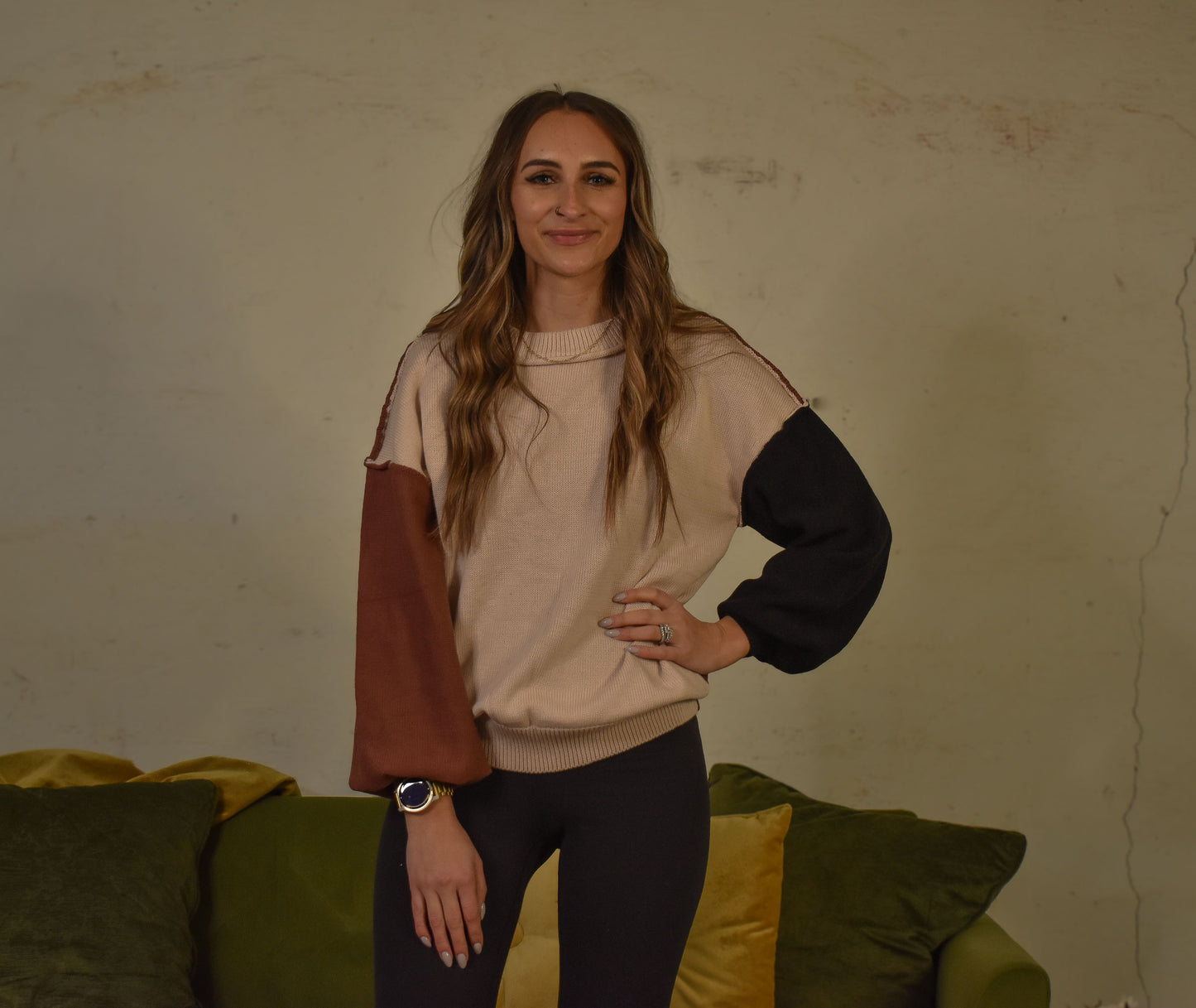 HARLOW COLOR BLOCK SWEATER