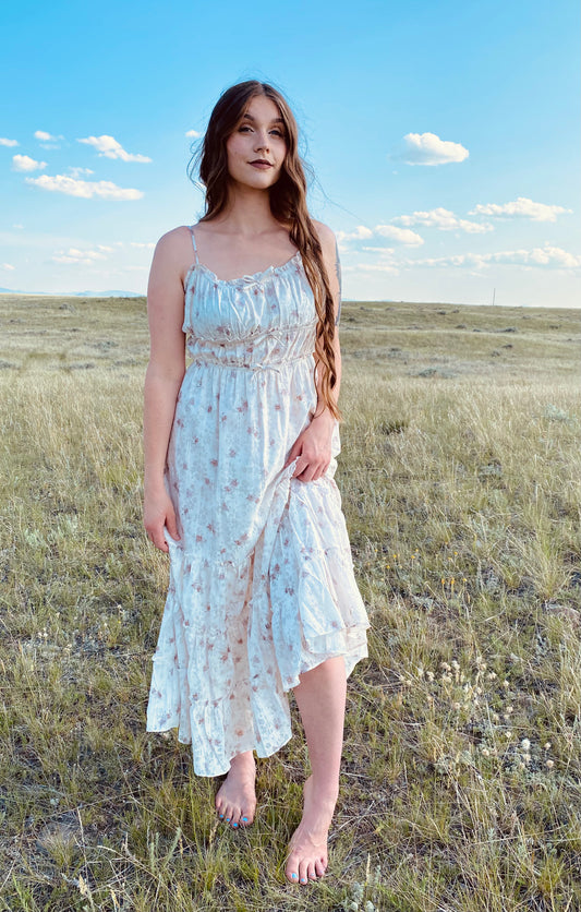 IVORY MAUVE FL DRESS