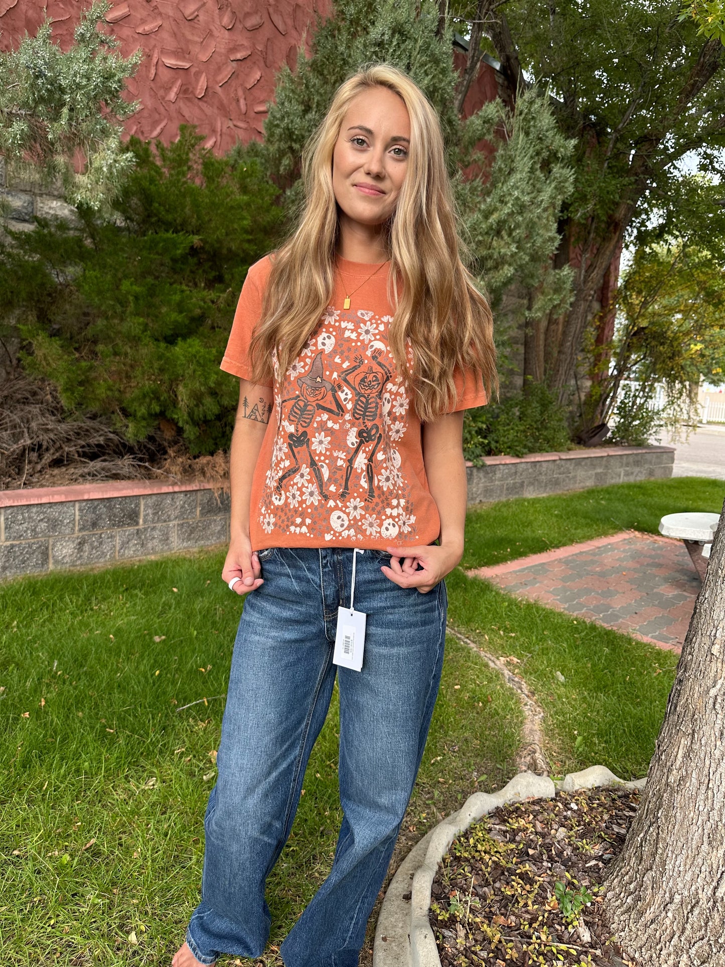 Floral Skeleton Pumpkins GraphicT