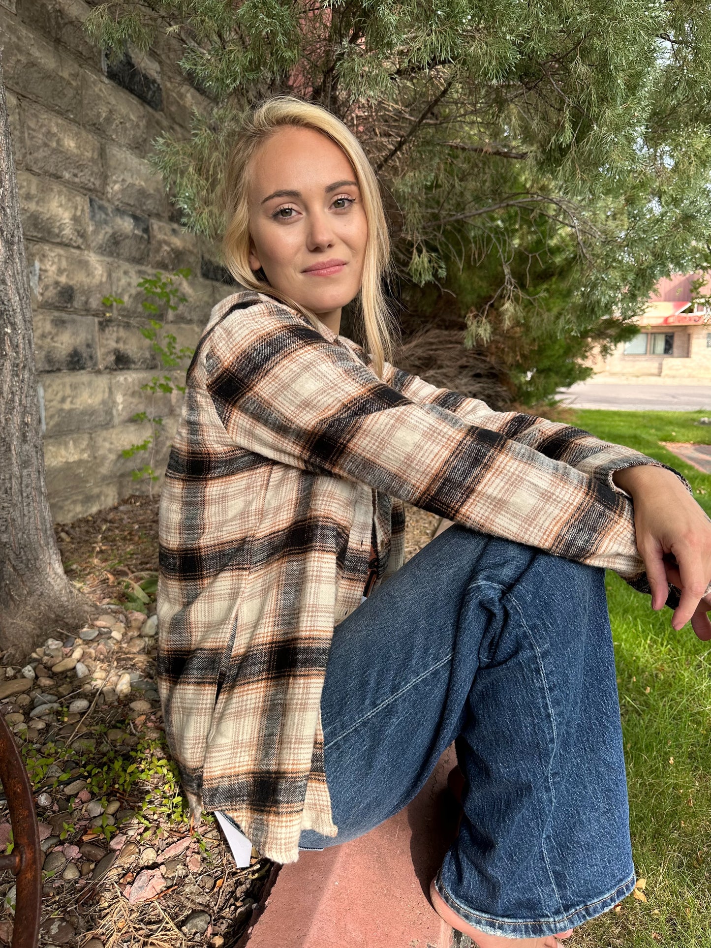 SAND BLACK PLAID SHIRT
