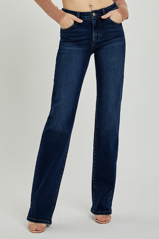 MID RISE LONG STRAIGHT JEANS