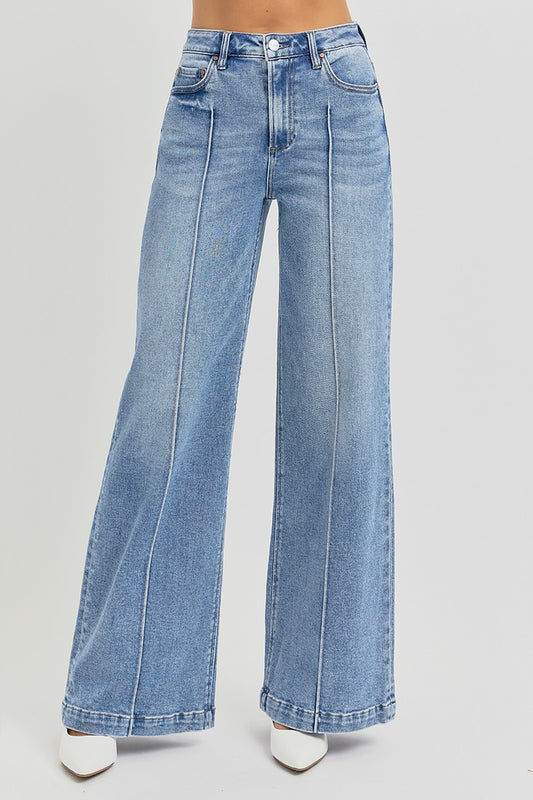 DONNA  WIDE LEG PINTUCK JEANS