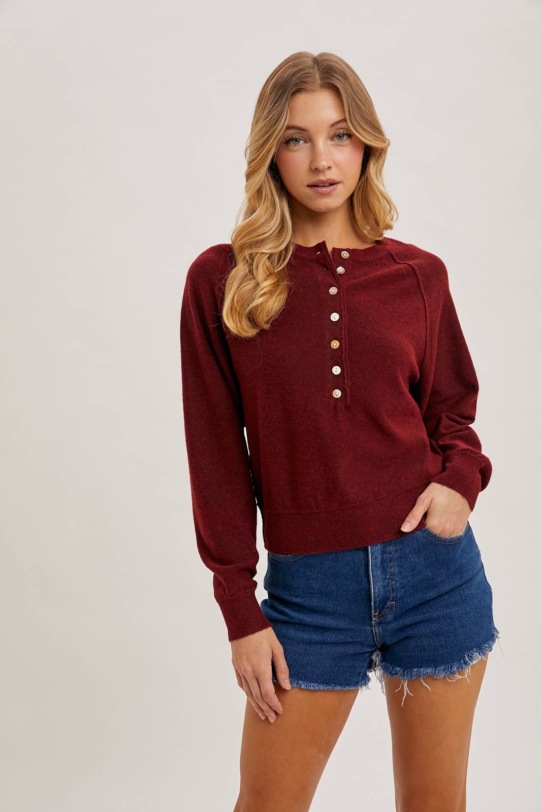 EVELYN HALF BUTTON KNIT