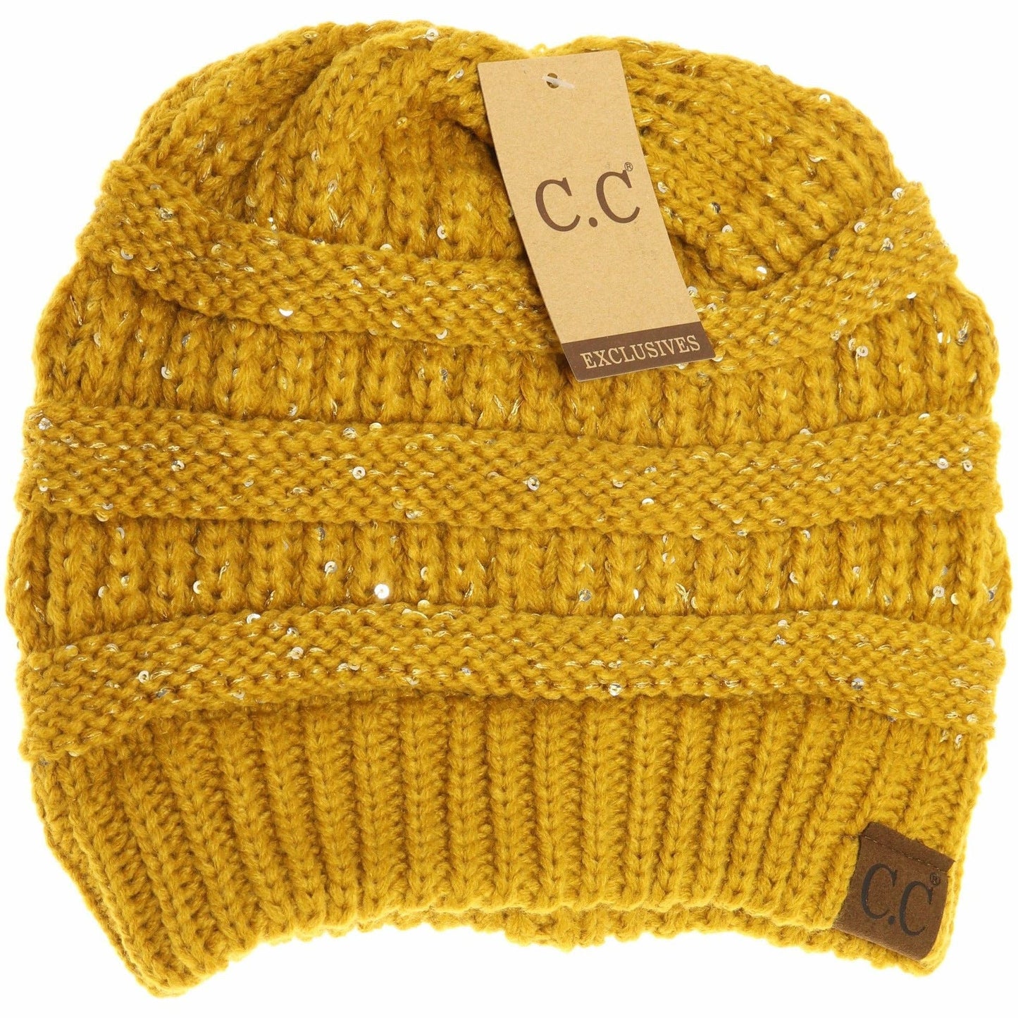 Sequin CC Beanies: New Olive