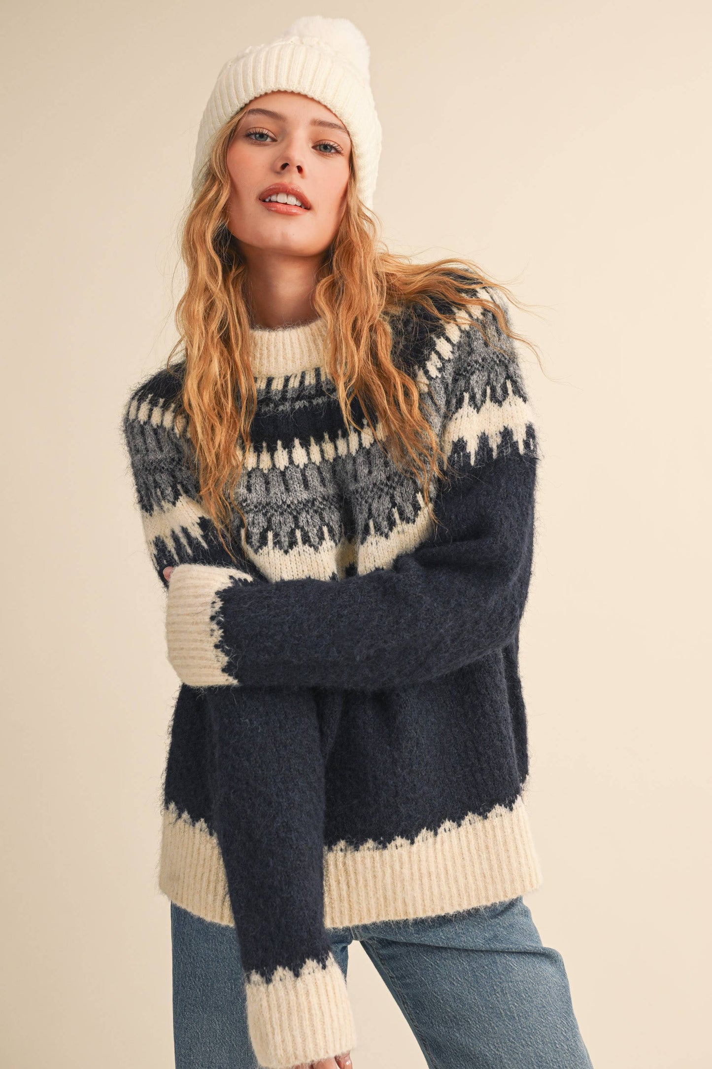 NAVY NORDIC SWEATER
