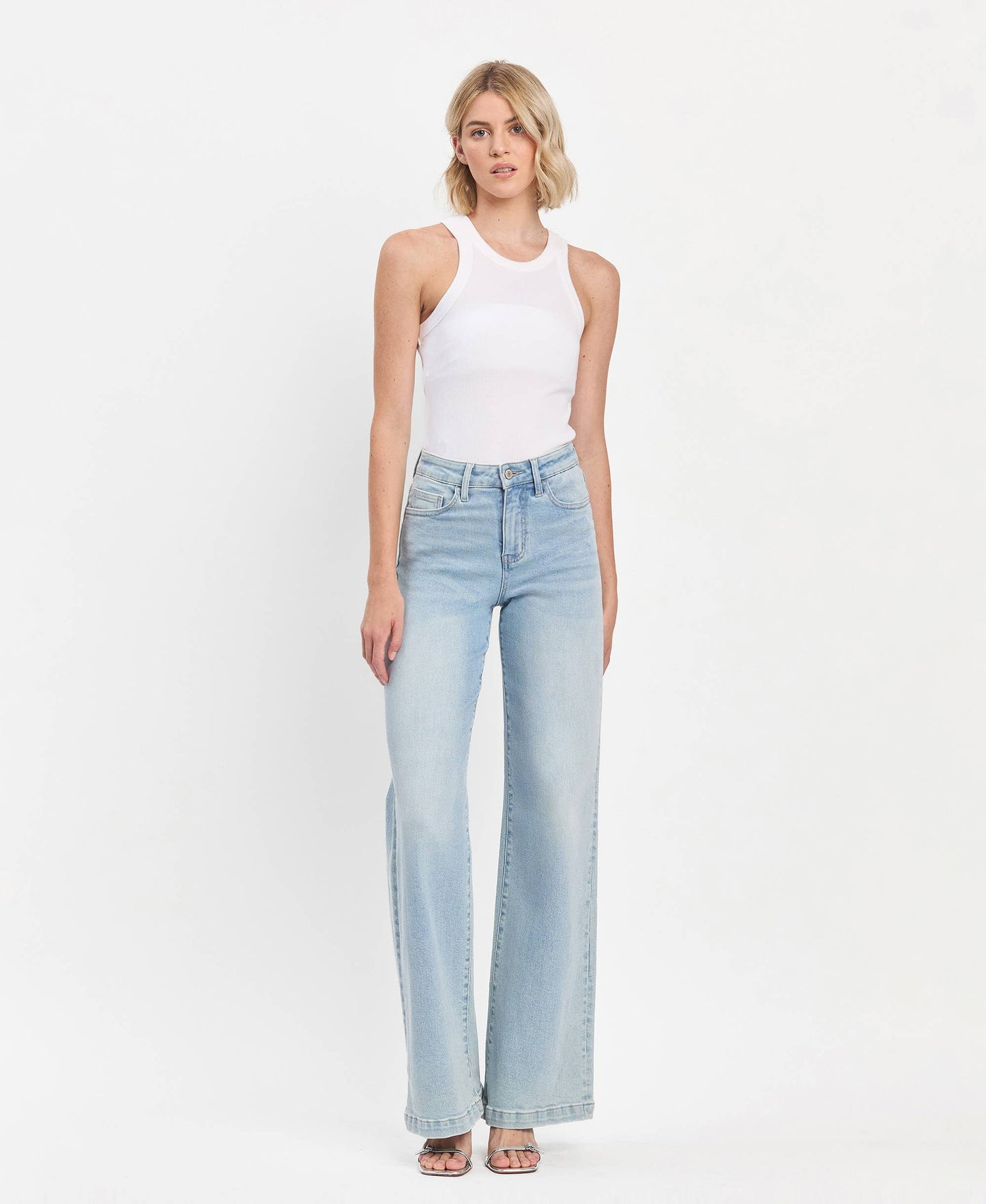 Kacey High Rise Full Length Wide Leg Jeans