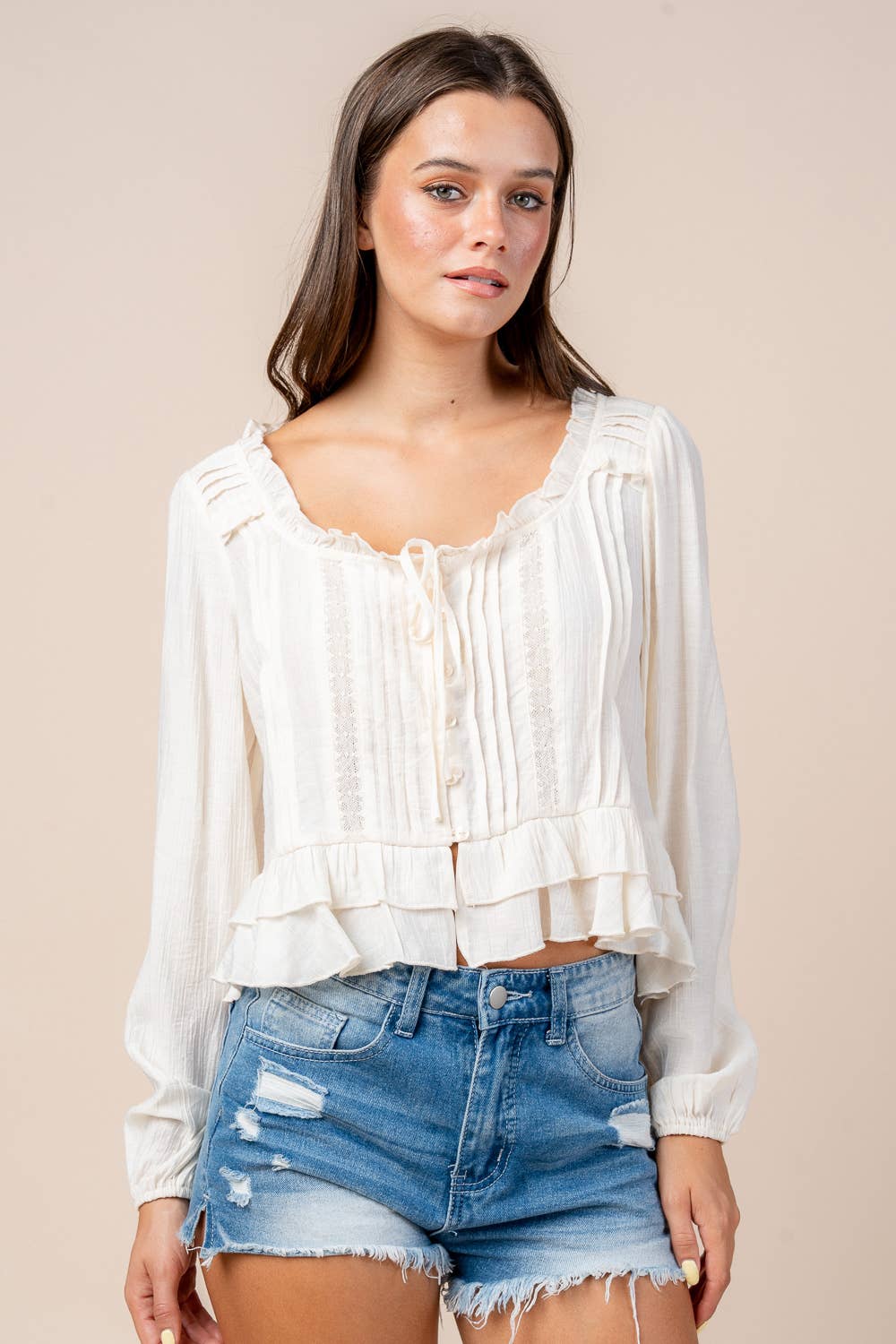 JULIET LACE TRIMMED BLOUSE