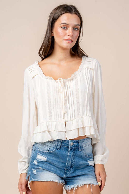 JULIET LACE TRIMMED BLOUSE