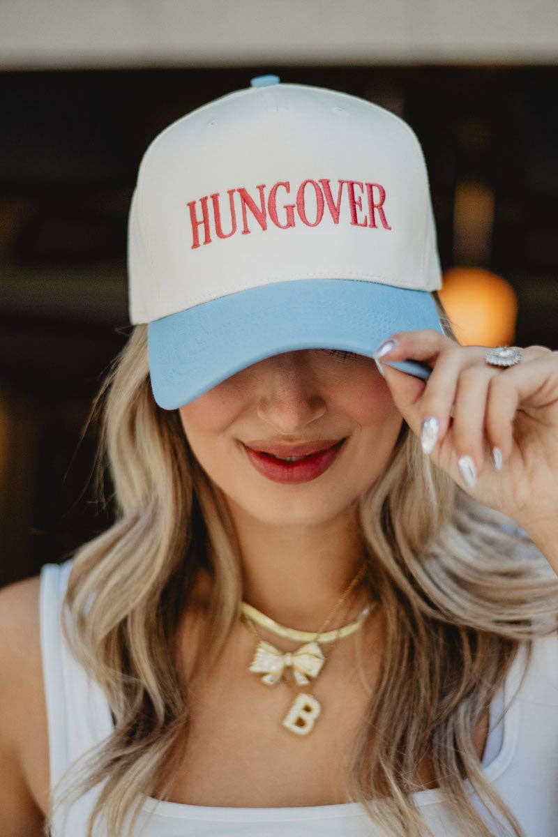 HUNGOVER Vintage Trucker Hats For Women: Light Blue and Tan