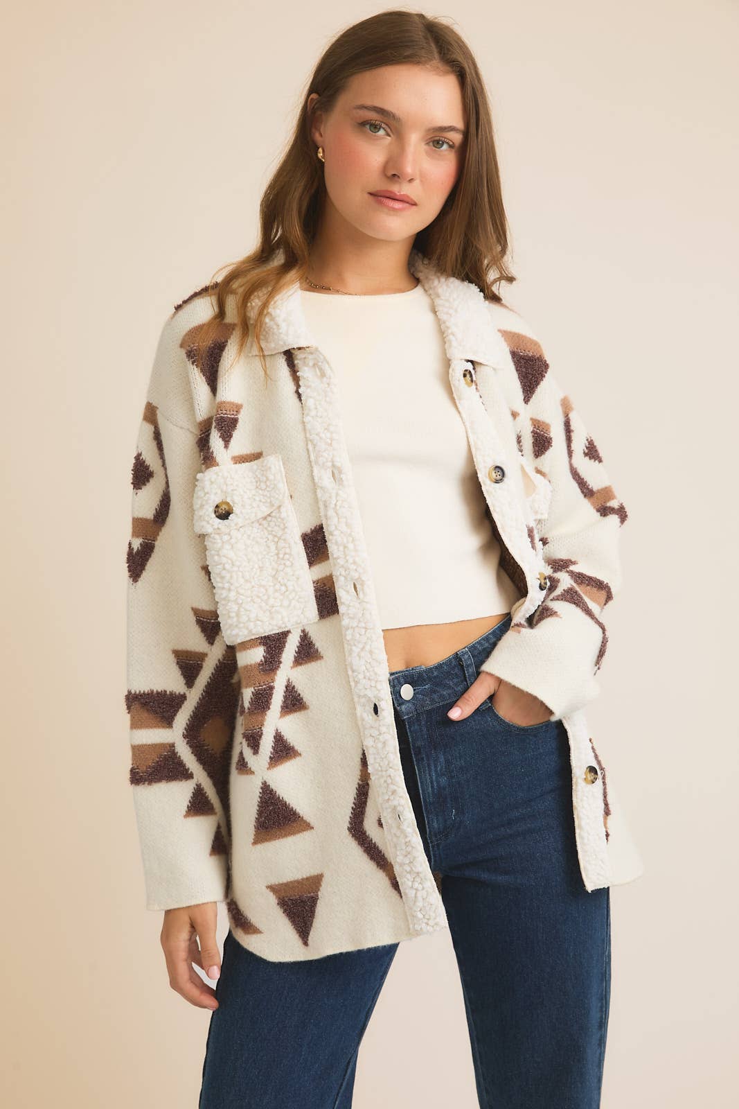 THE CHEYENNE ABSTRACT SWEATER JACKET