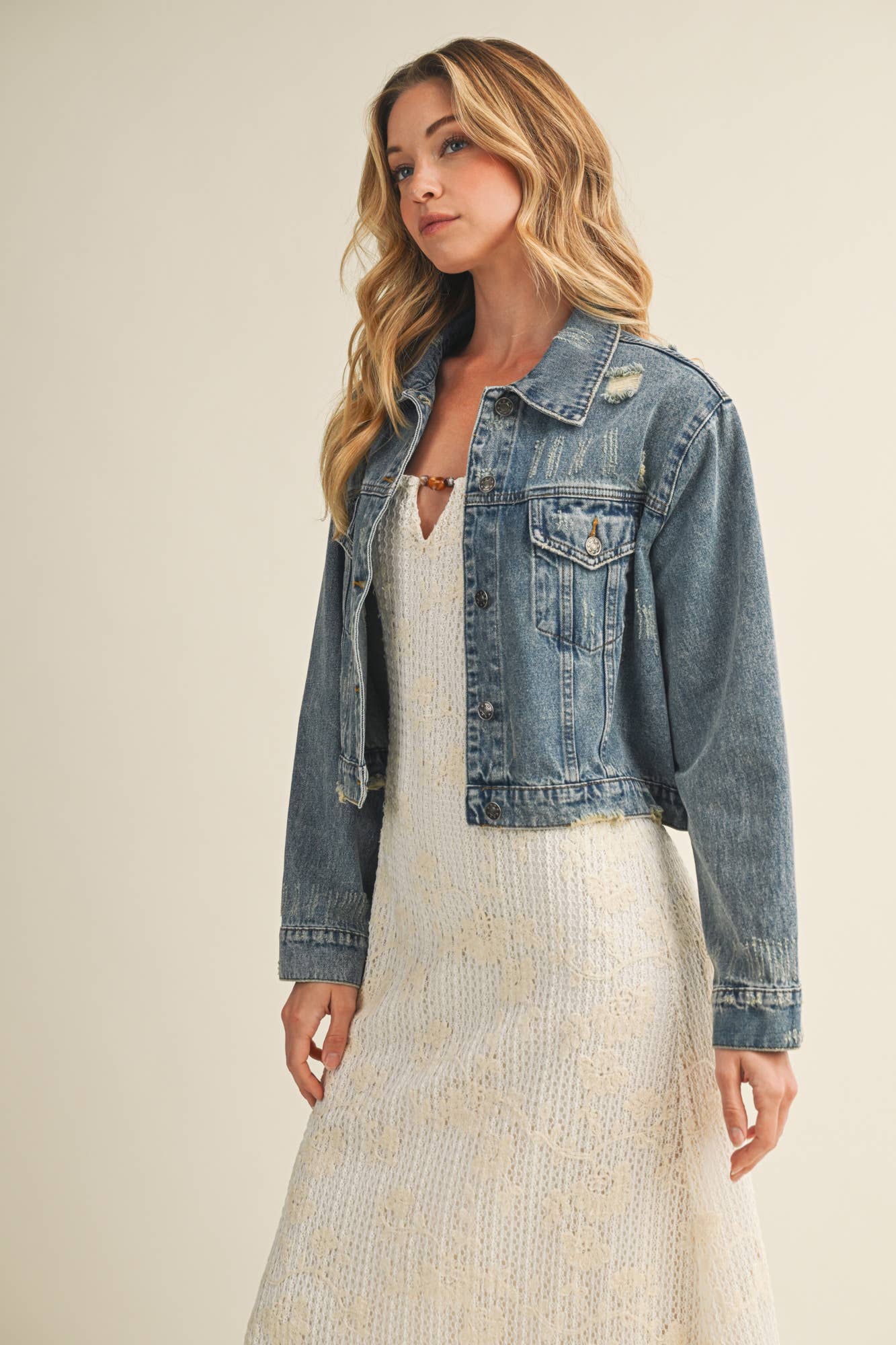 ROSIE DISTRESSED DENIM JACKET