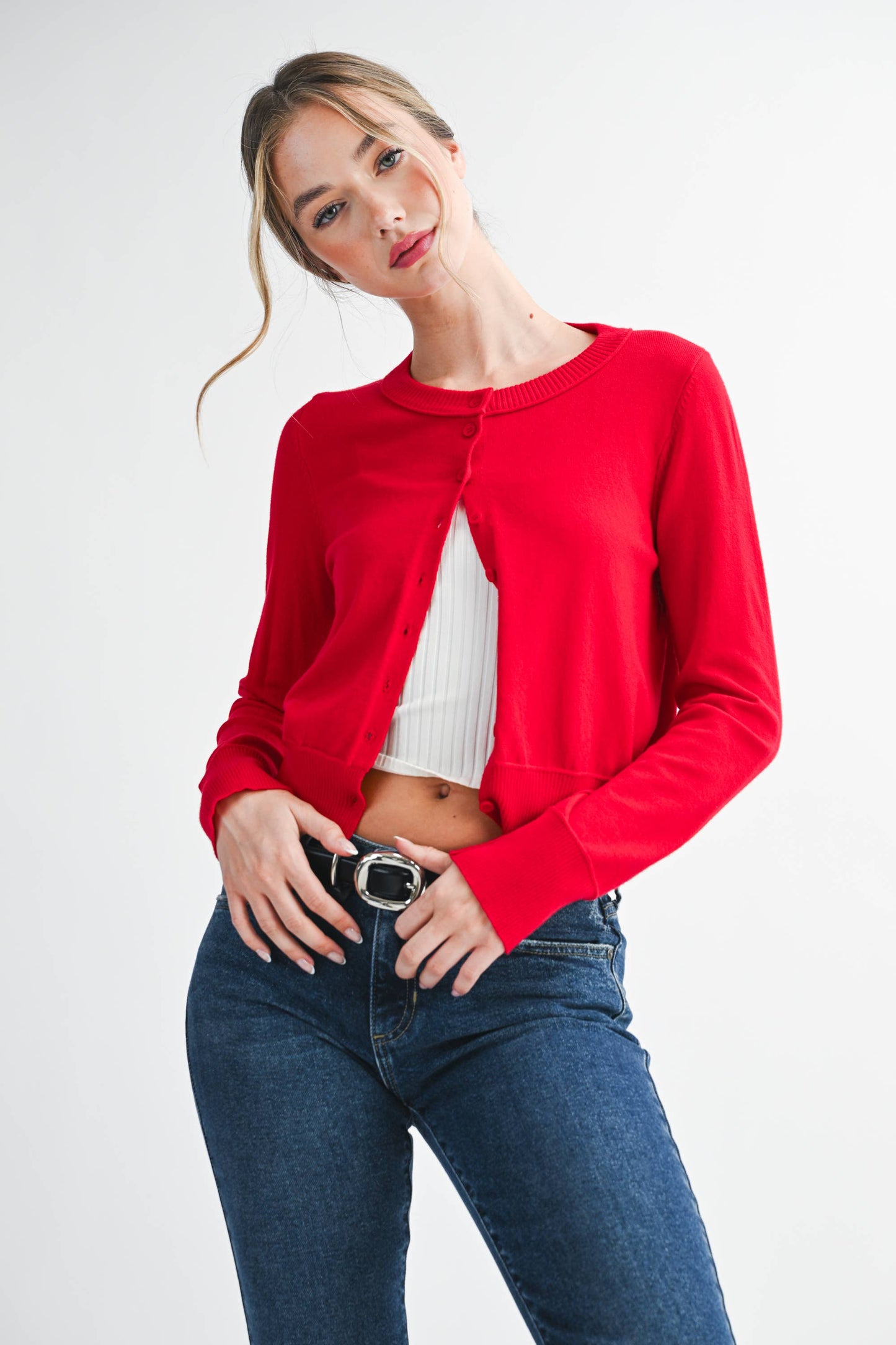 CHERRY RIBBED KNIT CARGIDAN