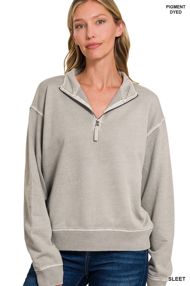 WASHED  TERRY PULLOVER