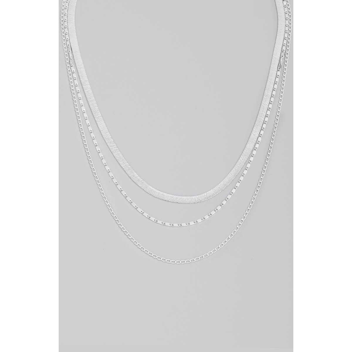 Assorted Layered Triple Chain Link Necklace