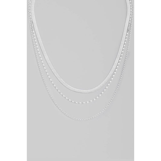 Assorted Layered Triple Chain Link Necklace