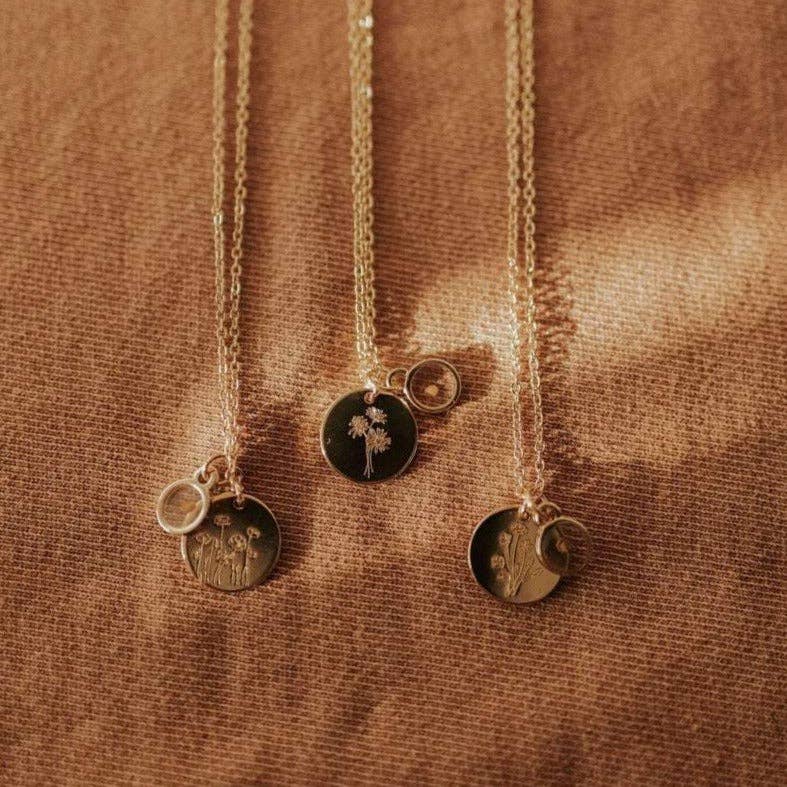 Wildflower Necklace with Mustard Seed: Gold