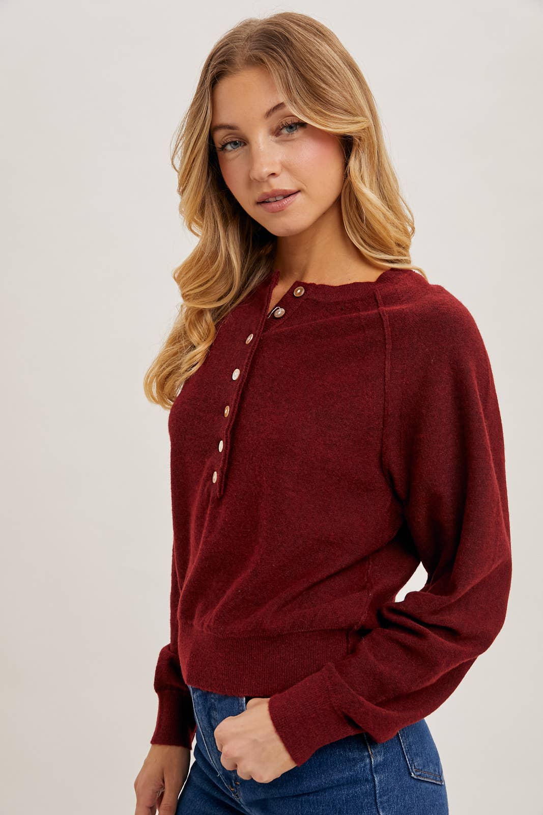 EVELYN HALF BUTTON KNIT